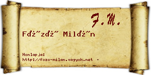 Főző Milán névjegykártya